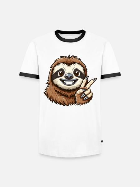Søde dovendyr tænder viser glæde tegneserie fred - Herre kontrast-T-shirt - 