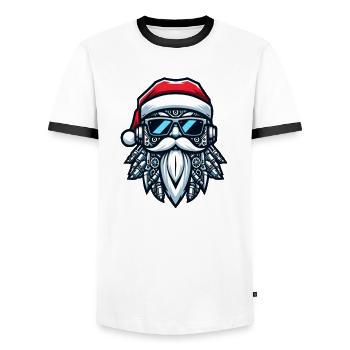 Portrait de tête de Père Noël Cool Cyborg Sun Bri - T-shirt contrasté Homme - blanc/noir - Devant - AI Model Female 172 light (172cm) & AI Model Male 178 dark (178cm)