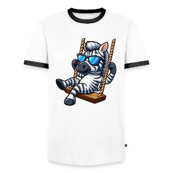 Cool Zebra Swing Sunglasses Summer - Men's Ringer Shirt - white/black - Front - AI Model Female 172 light (172cm) & AI Model Male 178 dark (178cm)