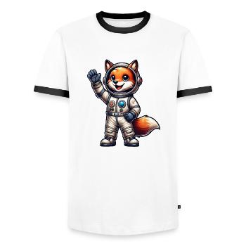 Astronaut Fox Space Cosmonaut Universe - Men's Ringer Shirt - white/black - Front - AI Model Female 172 light (172cm) & AI Model Male 178 dark (178cm)