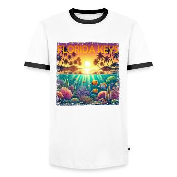 Florida Keys Plongée en apnée Récif corallien - T-shirt contrasté Homme - blanc/noir - Devant - AI Model Female 172 light (172cm) & AI Model Male 178 dark (178cm)