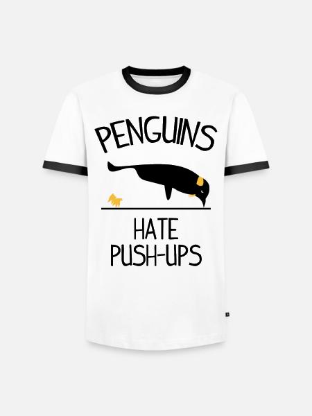 Penguins Hate Push Ups - Männer Kontrast-T-Shirt - Weiß/Schwarz