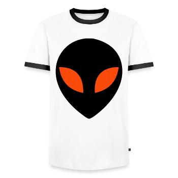 Alien, extraterrestially, UFO, extraterrestrially, - Men's Ringer Shirt - white/black - Front - AI Model Female 172 light (172cm) & AI Model Male 178 dark (178cm)