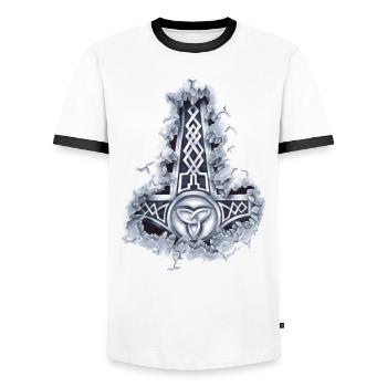 Thors Hammer à Stavros_ink32 - T-shirt contrasté Homme - blanc/noir - Devant - AI Model Female 172 light (172cm) & AI Model Male 178 dark (178cm)