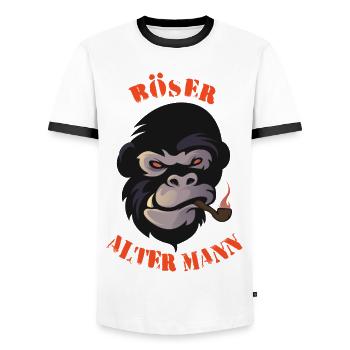 Rauchender Gorilla Kopf Grafik böser alter Mann - Männer Kontrast-T-Shirt - Weiß/Schwarz - Vorne - AI Model Female 172 light (172cm) & AI Model Male 178 dark (178cm)