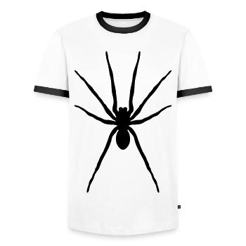 Spinne (Halloween / Gothic / Tattoo / Black) - Männer Kontrast-T-Shirt - Weiß/Schwarz - Vorne - AI Model Female 172 light (172cm) & AI Model Male 178 dark (178cm)