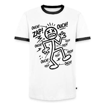 Electric Shock Humor | Funny Electrician Gift - Men's Ringer Shirt - white/black - Front - AI Model Female 172 light (172cm) & AI Model Male 178 dark (178cm)