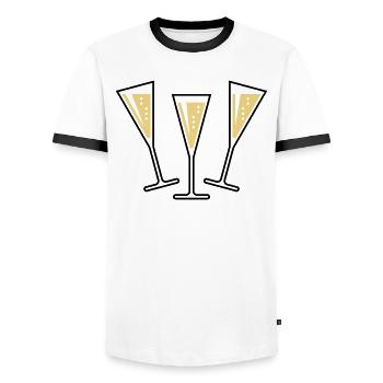 XAufUnsDrei! (2) - Männer Kontrast-T-Shirt - Weiß/Schwarz - Vorne - AI Model Female 172 light (172cm) & AI Model Male 178 dark (178cm)