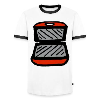Red contact grill - Men's Ringer Shirt - white/black - Front - AI Model Female 172 light (172cm) & AI Model Male 178 dark (178cm)