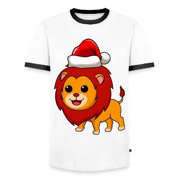 Léo Comique Noël - T-shirt contrasté Homme - blanc/noir - Devant - AI Model Female 172 light (172cm) & AI Model Male 178 dark (178cm)