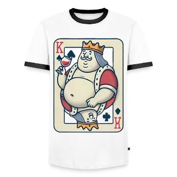 Drôle de roi de cœur buvant du vin - T-shirt contrasté Homme - blanc/noir - Devant - AI Model Female 172 light (172cm) & AI Model Male 178 dark (178cm)