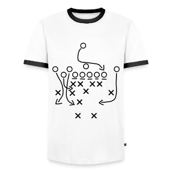 Tactique Football Américain - T-shirt contrasté Homme - blanc/noir - Devant - AI Model Female 172 light (172cm) & AI Model Male 178 dark (178cm)