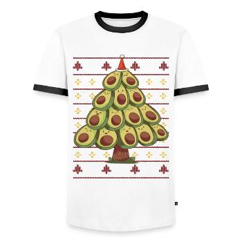 Pull de Noël laid: sapin de Noël avocat - T-shirt contrasté Homme - blanc/noir - Devant - AI Model Female 172 light (172cm) & AI Model Male 178 dark (178cm)