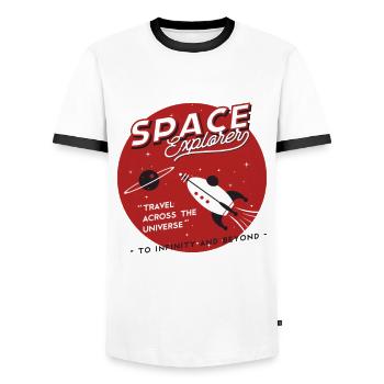 Space Explorer. Space Adventure Movies & Comic fun - Men's Ringer Shirt - white/black - Front - AI Model Female 172 light (172cm) & AI Model Male 178 dark (178cm)