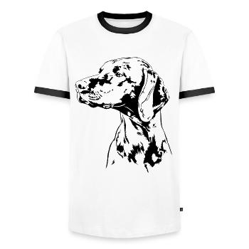 MAGYAR VIZSLA Portrait Chien de chasse de Wilsign - T-shirt contrasté Homme - blanc/noir - Devant - AI Model Female 172 light (172cm) & AI Model Male 178 dark (178cm)