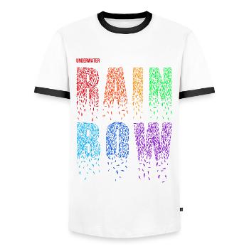 Crevettes - Rainbow - T-shirt contrasté Homme - blanc/noir - Devant - AI Model Female 172 light (172cm) & AI Model Male 178 dark (178cm)