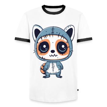 Raccoon Halloween Zombie - Men's Ringer Shirt - white/black - Front - AI Model Female 172 light (172cm) & AI Model Male 178 dark (178cm)