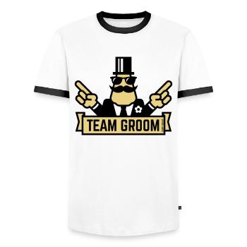 Team Groom (Pointage Enterrement de vie de garçon et de garçon 2C) - T-shirt contrasté Homme - blanc/noir - Devant - AI Model Female 172 light (172cm) & AI Model Male 178 dark (178cm)