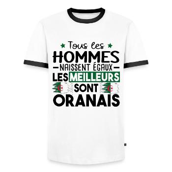 Oran Oranais Homme Algérie Algérien Cadeau Humour - T-shirt contrasté Homme - blanc/noir - Devant - AI Model Female 172 light (172cm) & AI Model Male 178 dark (178cm)