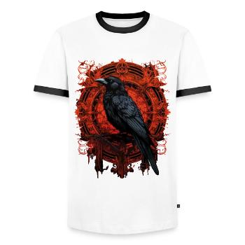 Mythologie nordischer Rabe - Männer Kontrast-T-Shirt - Weiß/Schwarz - Vorne - AI Model Female 172 light (172cm) & AI Model Male 178 dark (178cm)