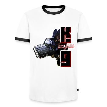 malinois - T-shirt contrasté Homme - blanc/noir - Devant - AI Model Female 172 light (172cm) & AI Model Male 178 dark (178cm)