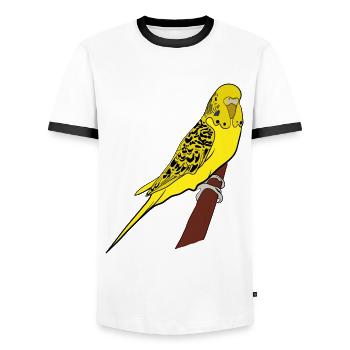 Perruche jaune Wellis amoureux - T-shirt contrasté Homme - blanc/noir - Devant - AI Model Female 172 light (172cm) & AI Model Male 178 dark (178cm)
