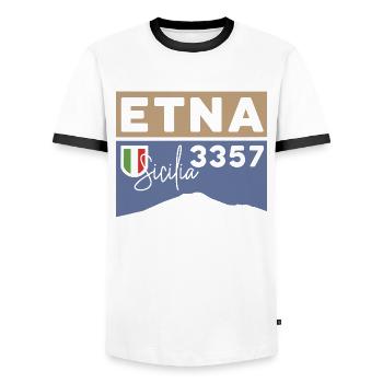 Etna Etna Mongibello volcano mountain Sicily souvenir - Men's Ringer Shirt - white/black - Front - AI Model Female 172 light (172cm) & AI Model Male 178 dark (178cm)