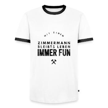 Zimmermann Freund Ehemann Geschenke - Männer Kontrast-T-Shirt - Weiß/Schwarz - Vorne - AI Model Female 172 light (172cm) & AI Model Male 178 dark (178cm)