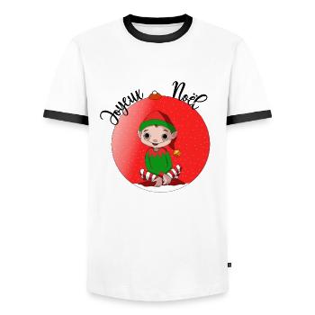 lutin de Noël - T-shirt contrasté Homme - blanc/noir - Devant - AI Model Female 172 light (172cm) & AI Model Male 178 dark (178cm)