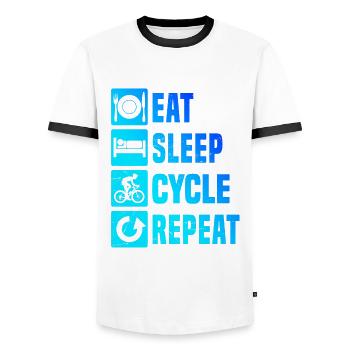 Women's Road Bike Road Cycling Road Cyclist - Men's Ringer Shirt - white/black - Front - AI Model Female 172 light (172cm) & AI Model Male 178 dark (178cm)
