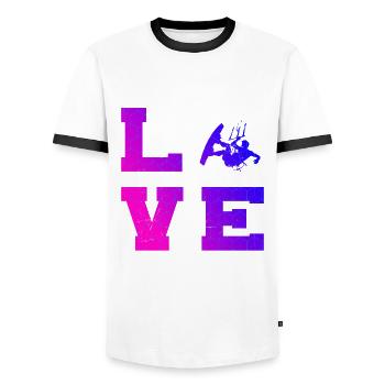 Kitesurfer Kitesurfing Kitesurfing Kitesurfing Men - Men's Ringer Shirt - white/black - Front - AI Model Female 172 light (172cm) & AI Model Male 178 dark (178cm)
