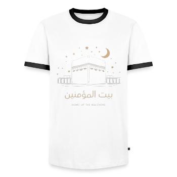 Kaaba Home of the Believers - Men's Ringer Shirt - white/black - Front - AI Model Female 172 light (172cm) & AI Model Male 178 dark (178cm)