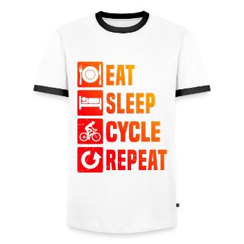 Radfahren Radeln Bike Fahrrad Fahrradfahren - Männer Kontrast-T-Shirt - Weiß/Schwarz - Vorne - AI Model Female 172 light (172cm) & AI Model Male 178 dark (178cm)