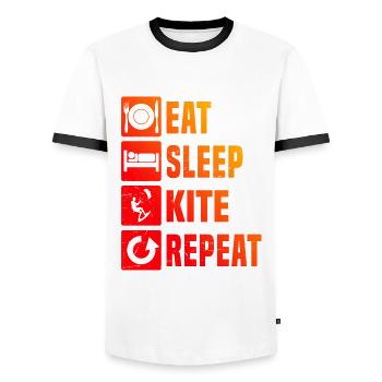 Cerf-volant homme Kitesurf femme Kitesurf - T-shirt contrasté Homme - blanc/noir - Devant - AI Model Female 172 light (172cm) & AI Model Male 178 dark (178cm)