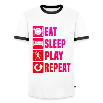 Jeux de Pickleball Racquetball Femme Pickleball - T-shirt contrasté Homme - blanc/noir - Devant - AI Model Female 172 light (172cm) & AI Model Male 178 dark (178cm)