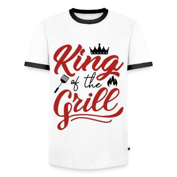 King Of The Grill - Men's Ringer Shirt - white/black - Front - AI Model Female 172 light (172cm) & AI Model Male 178 dark (178cm)
