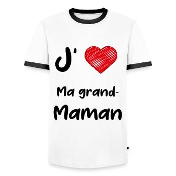 J aime ma grand maman - T-shirt contrasté Homme - blanc/noir - Devant - AI Model Female 172 light (172cm) & AI Model Male 178 dark (178cm)