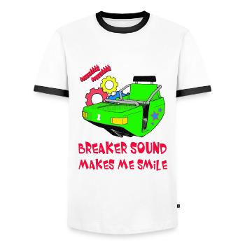 Breaker Sound Makes Me Smile red - Männer Kontrast-T-Shirt - Weiß/Schwarz - Vorne - AI Model Female 172 light (172cm) & AI Model Male 178 dark (178cm)