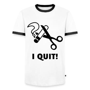 I Quit! (Ex-Smoker / Stop Smoking / Black) - Men's Ringer Shirt - white/black - Front - AI Model Female 172 light (172cm) & AI Model Male 178 dark (178cm)