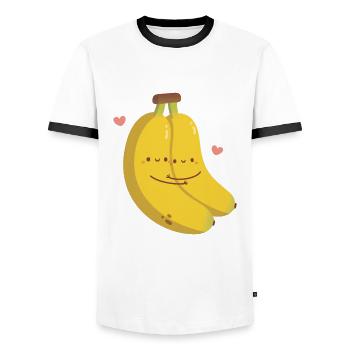 Mignon étreignant les bananes en amour, bananes pour vous - T-shirt contrasté Homme - blanc/noir - Devant - AI Model Female 172 light (172cm) & AI Model Male 178 dark (178cm)