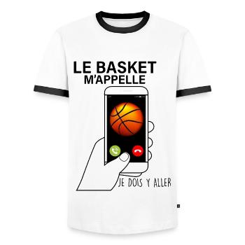 Le Basket Cadeau Drôle Homme Et Femme Basket ball - T-shirt contrasté Homme - blanc/noir - Devant - AI Model Female 172 light (172cm) & AI Model Male 178 dark (178cm)