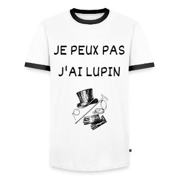 Je peux pas j'ai Lupin Arsène Gentleman Cambrioleu - T-shirt contrasté Homme - blanc/noir - Devant - AI Model Female 172 light (172cm) & AI Model Male 178 dark (178cm)