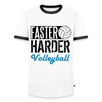 Faster, harder, Volleyball - Männer Kontrast-T-Shirt - Weiß/Schwarz - Vorne - AI Model Female 172 light (172cm) & AI Model Male 178 dark (178cm)