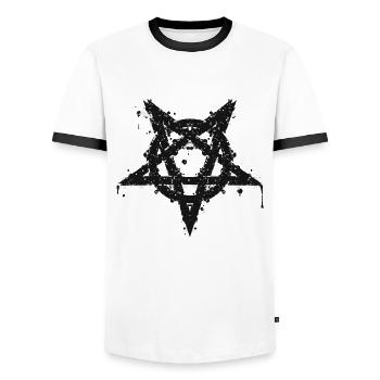 PENTGRAMM PENTAGRAM - Männer Kontrast-T-Shirt - Weiß/Schwarz - Vorne - AI Model Female 172 light (172cm) & AI Model Male 178 dark (178cm)