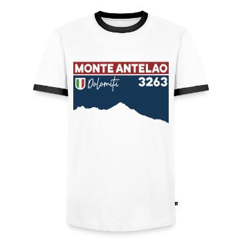 Monte Antelao Mountain Tour Tour Dolomites Souvenirs - Men's Ringer Shirt - white/black - Front - AI Model Female 172 light (172cm) & AI Model Male 178 dark (178cm)