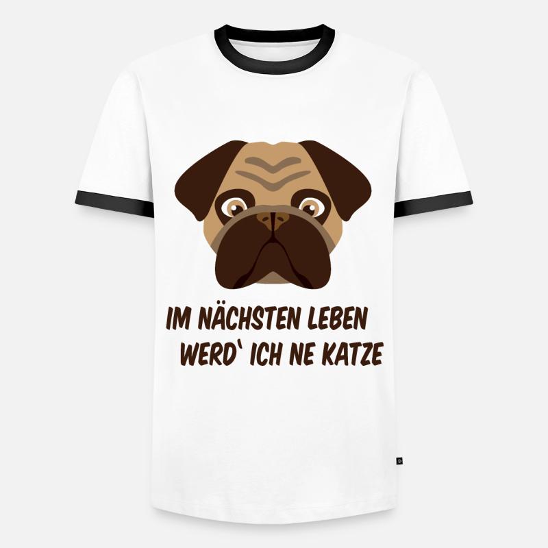 Frustrierter Mops - Männer Kontrast-T-Shirt - Weiß/Schwarz