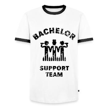 Bachelor Support Team (JGA Polterabend Vintage B) - Männer Kontrast-T-Shirt - Weiß/Schwarz - Vorne - AI Model Female 172 light (172cm) & AI Model Male 178 dark (178cm)