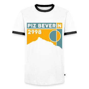 Piz Beverin, Randonnée, Ascension, Ski de randonnée, Souvenir - T-shirt contrasté Homme - blanc/noir - Devant - AI Model Female 172 light (172cm) & AI Model Male 178 dark (178cm)