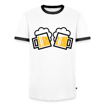 2 Original Bavarian Together (2) - Men's Ringer Shirt - white/black - Front - AI Model Female 172 light (172cm) & AI Model Male 178 dark (178cm)