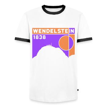 Wendelstein Finisher Wanderung Wandern Klettern - Männer Kontrast-T-Shirt - Weiß/Schwarz - Vorne - AI Model Female 172 light (172cm) & AI Model Male 178 dark (178cm)